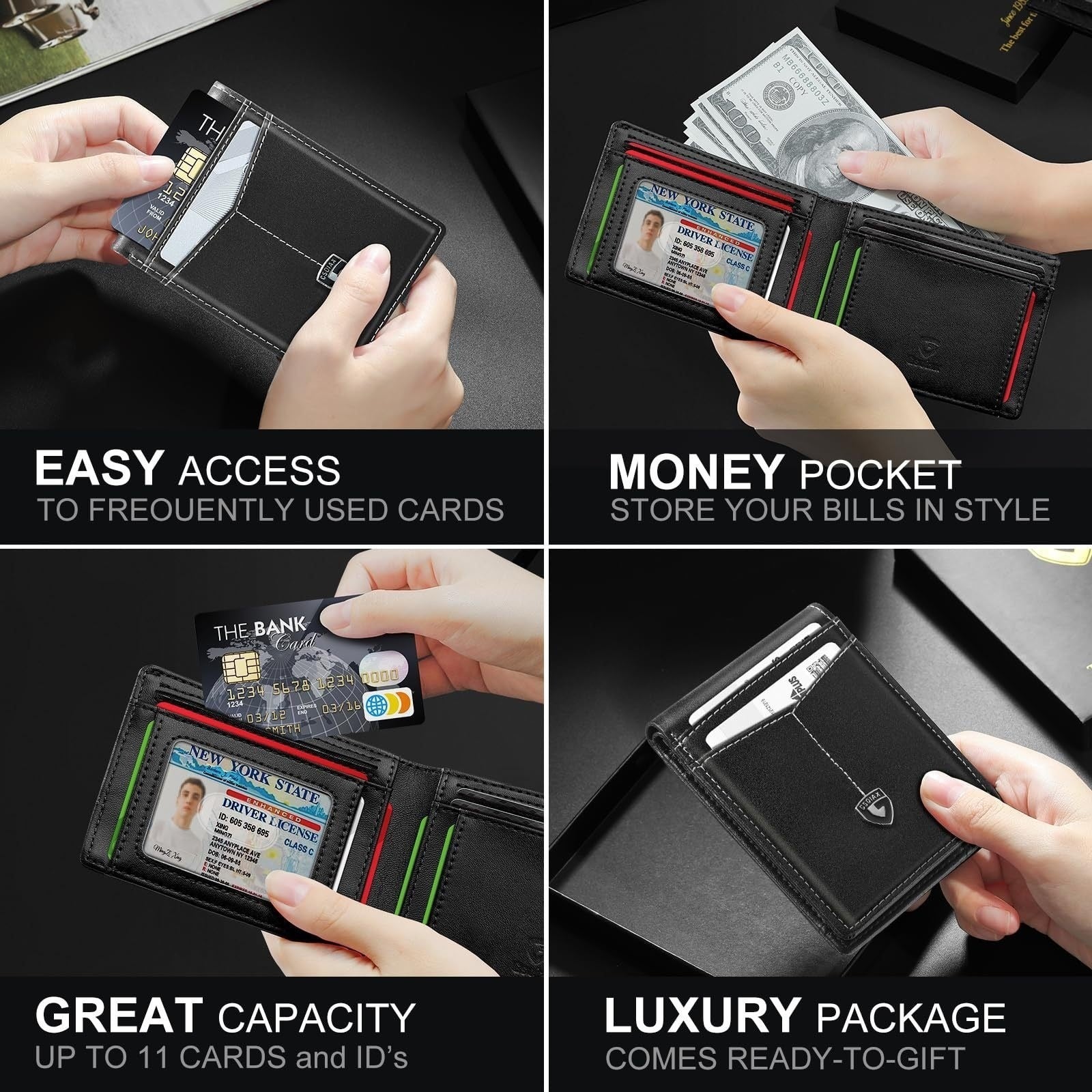 Card Holder Portable Carbon Fiber Coin Purse Men's Leather Bag
