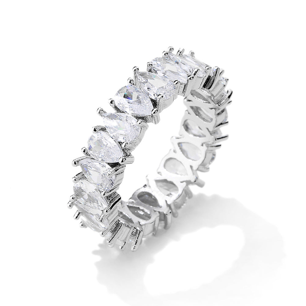 Women's Niche Micro-Set Waterdrop Zircon Ring