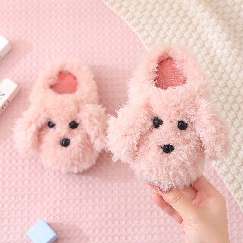 Children'S Cotton Slippers  Girls' Indoor Home Shoes  Cute Teddy Dog Fur Slippers  Children'S Baby Slippers