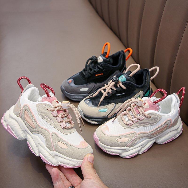 Winter Breathable Daily Round Toe Mesh Spot Low Top Solid Color  Daddy Shoes