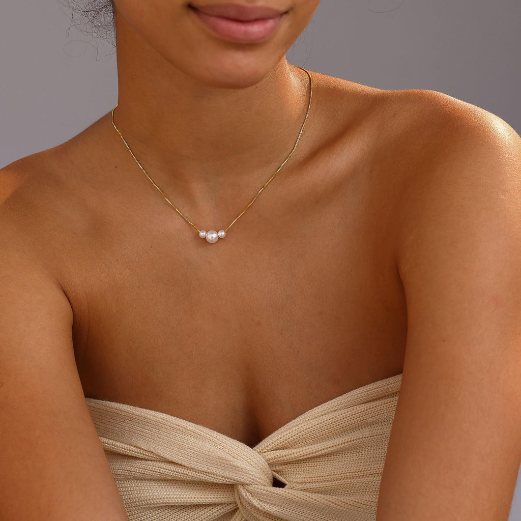 Simple And Elegant Titanium Steel Pearl Snake Chain Necklace For WomenDoes Not Fade
