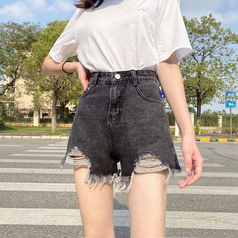 Womens High-waisted Thin Summer White Denim Shorts