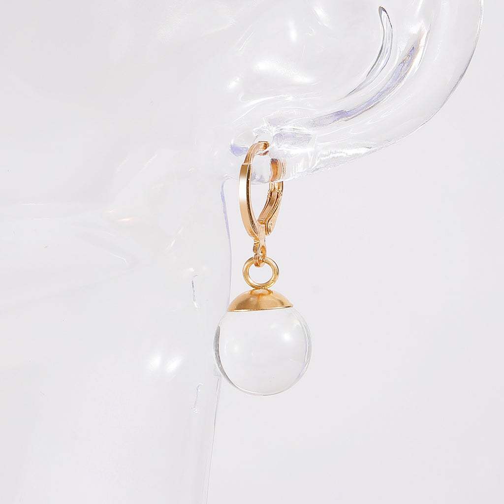 Simple Transparent Glass Spherical Earrings Fashionable