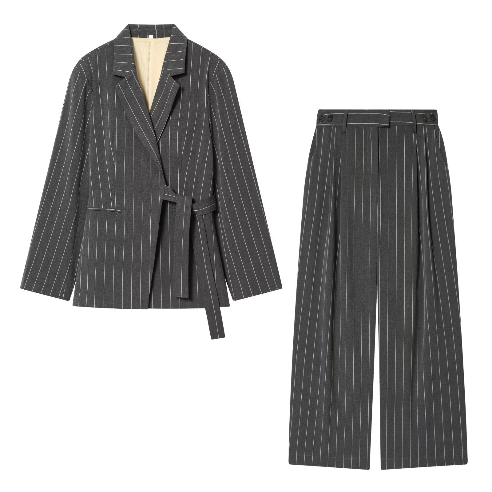 Stylish Wrap-style Belted Casual Suit Pants