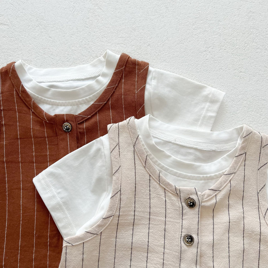 Short Sleeve Jacket Two-piece Baby Bib Suit