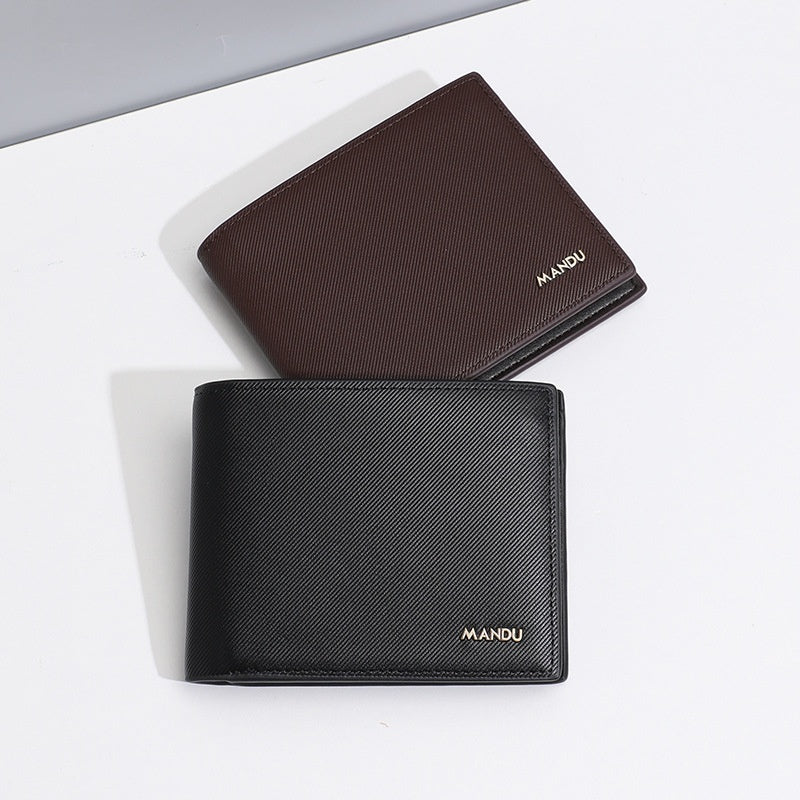 Men's PU Twill Short Anti-theft Swiping Multifunctional Coin Purse