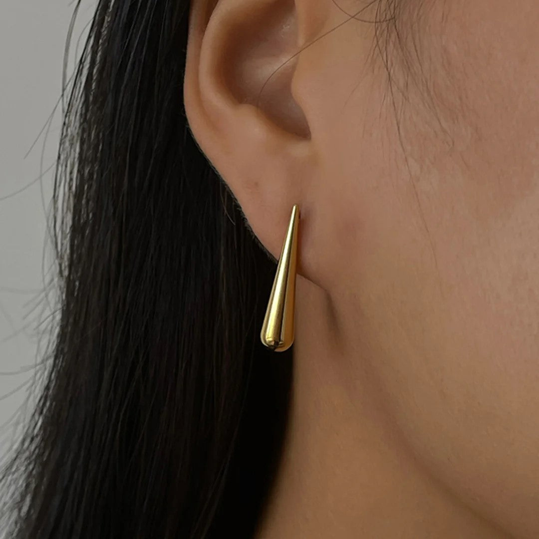 Asymmetric Gold Water-drop Earrings, Fashionable And Versatile