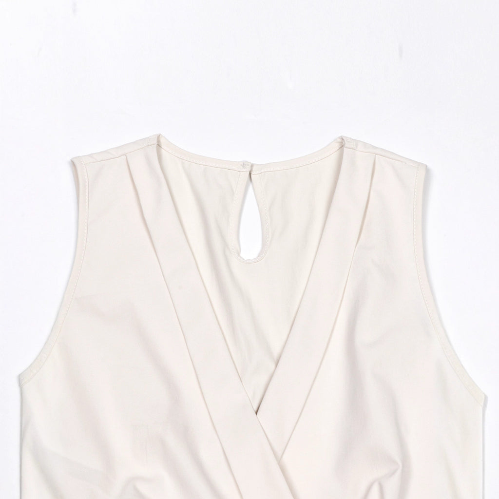 Womens Sophisticated White Sleeveless High-waisted Stylish Jumpsuit