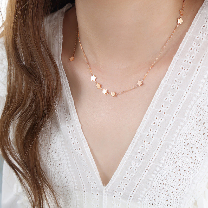 French-style Natural Five-Pointed Star Light Luxury Tassel Clavicle Chain