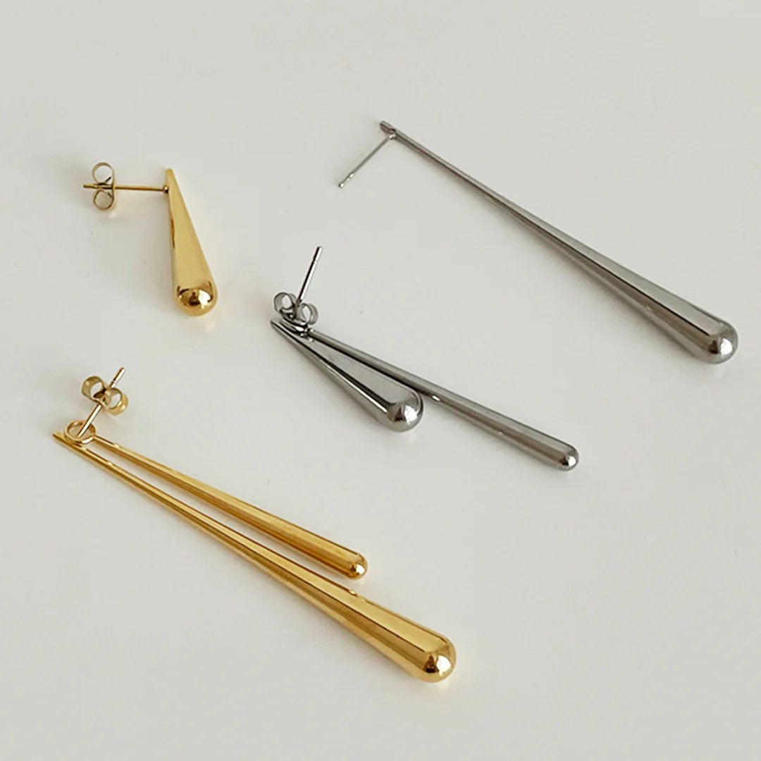 Asymmetric Gold Water-drop Earrings, Fashionable And Versatile