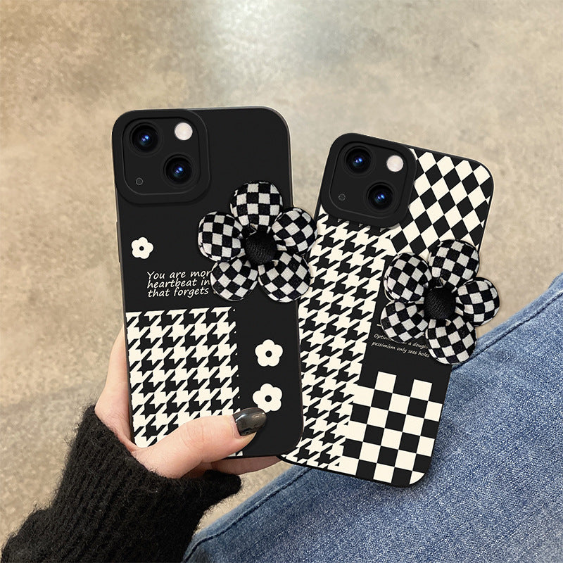 Black And White Grid Soft Silicone Phone Case