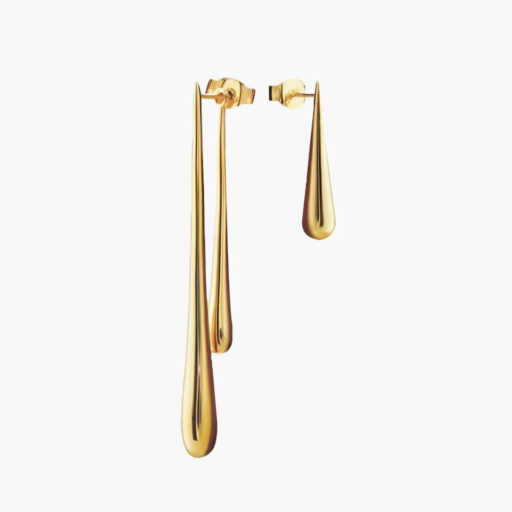 Asymmetric Gold Water-drop Earrings, Fashionable And Versatile