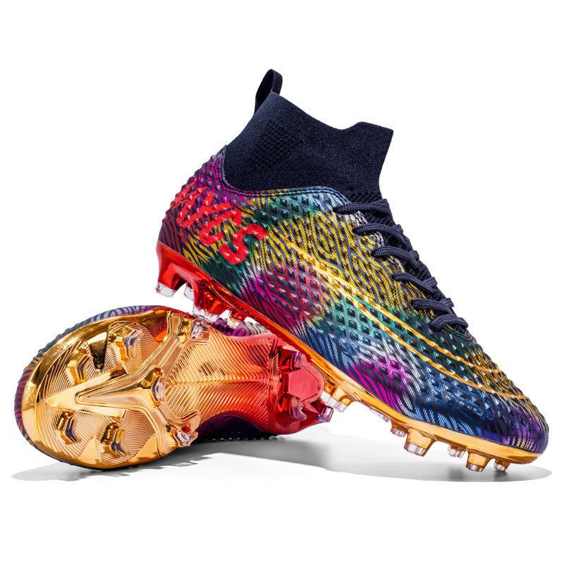 Men's Outdoor Training Gold-plated Bottom High-top Soccer Shoes
