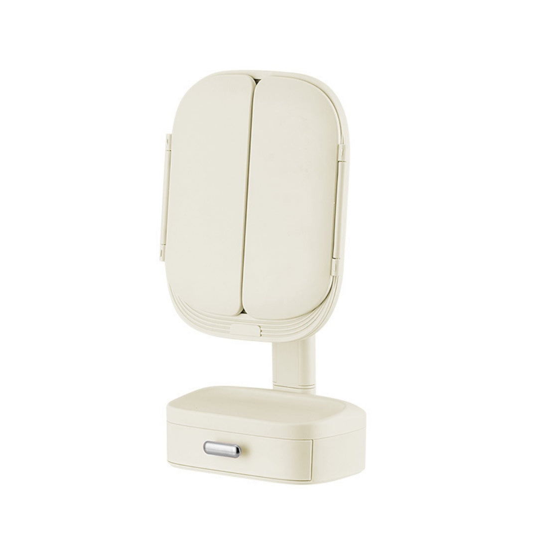 Led Desktop Cosmetic Mirror Household Foldable With Light