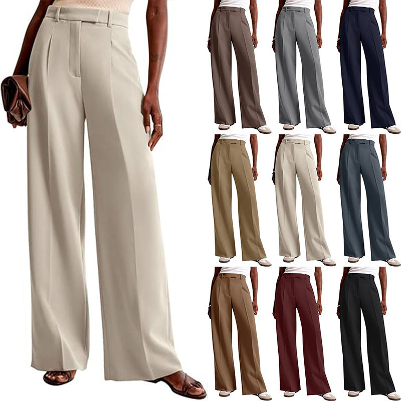 Casual Straight-Leg Business Suit Pants For Women