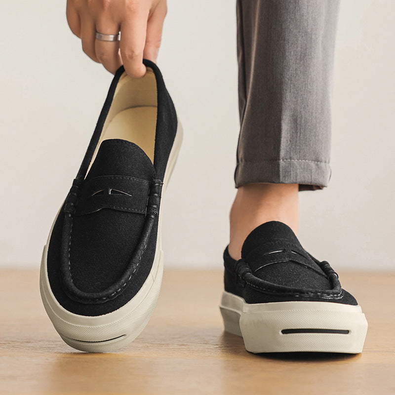 Breathable Suede Low-top Classic Chunky-soled Loafers