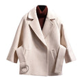 Women's Loose Wool Lightly Mature Waist Trimming Short Coat
