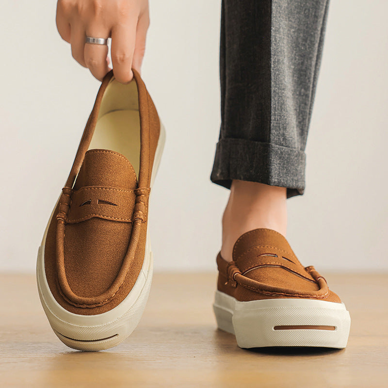 Breathable Suede Low-top Classic Chunky-soled Loafers