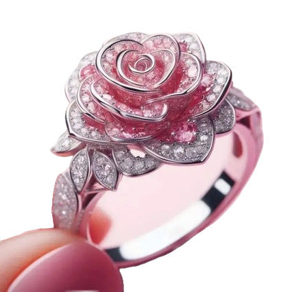 Fashionable Flower Ultra-Shimmering Full-Diamond Ring