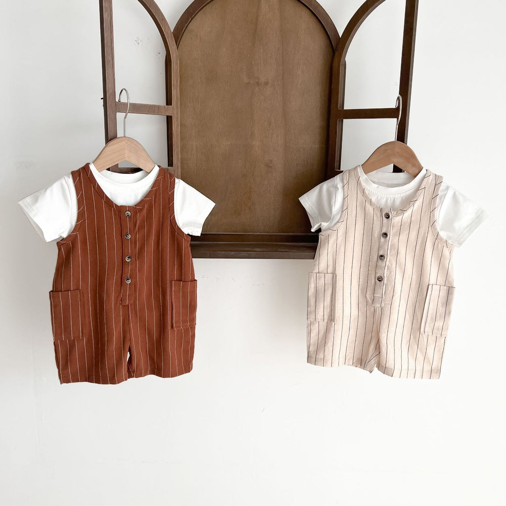 Short Sleeve Jacket Two-piece Baby Bib Suit
