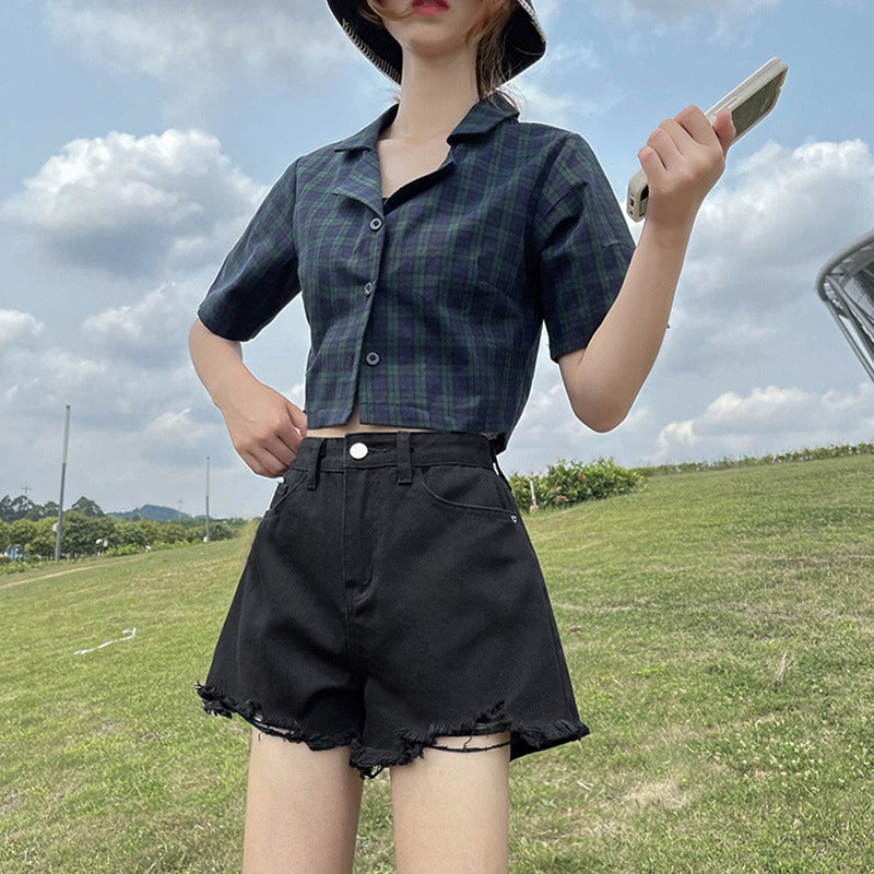 Womens High-waisted Thin Summer White Denim Shorts