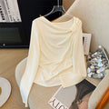 Long-sleeve Off-shoulder Base Top With A Bow Knot